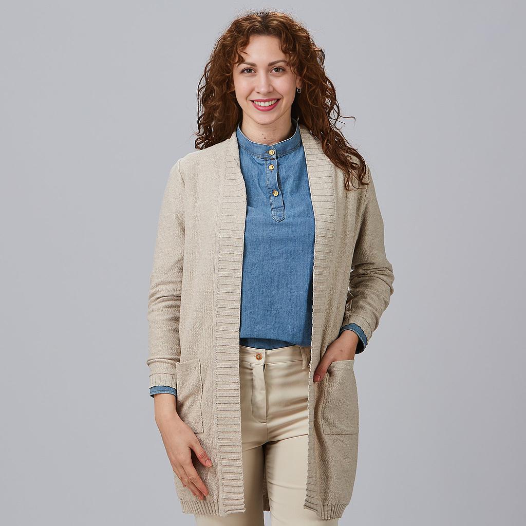 120002-110 - CARDIGAN PUNTO MUJER BEIGE