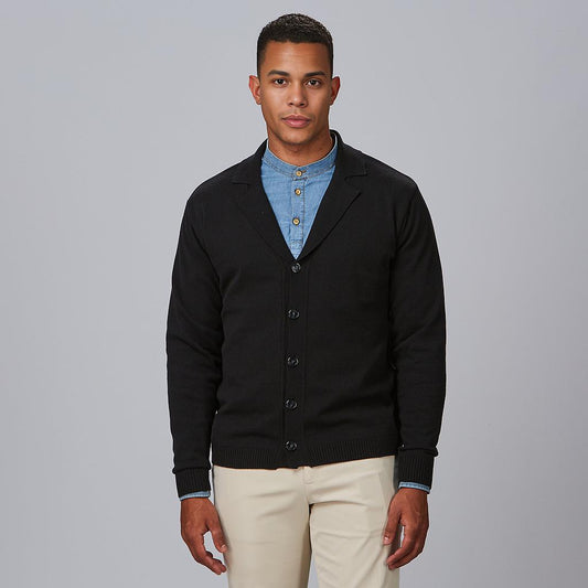 120003-001 - CARDIGAN CUELLO SOLAPA ABOTONADO HOMBRE NEGRO