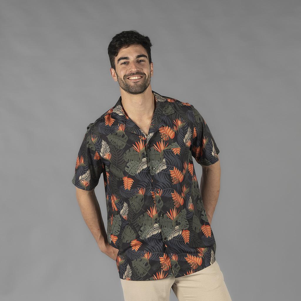 210002-1127 - CAMISA HOMBRE CUELLO SOLAPA HAWAI PARAÍSO