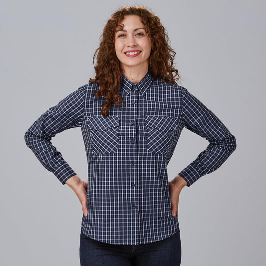 240025-295 - CAMISA MUJER CUADROS CATERINA CUADRO MARINO