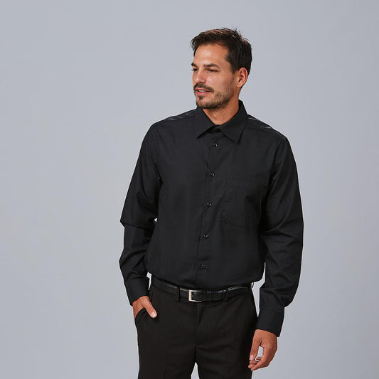 260004-001 - CAMISA HOMBRE M/L SLIM FIT ELASTAN "RED LINE" NEGRO