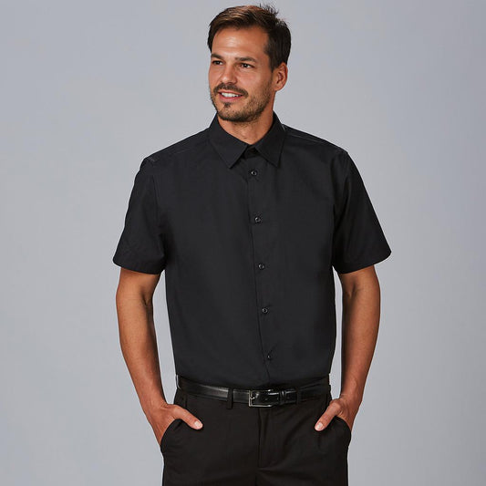 260006-001 - CAMISA HOMBRE M/C SLIM FIT ELASTAN "RED LINE" NEGRO