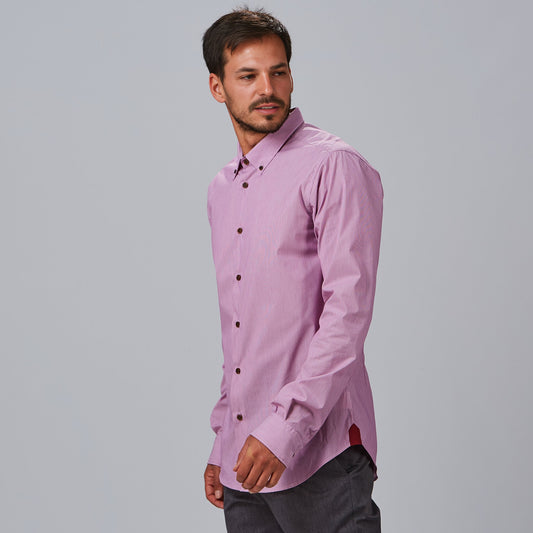 260013-112 - CAMISA HOMBRE SLIM FIT RAYA LEONARDO BURDEOS