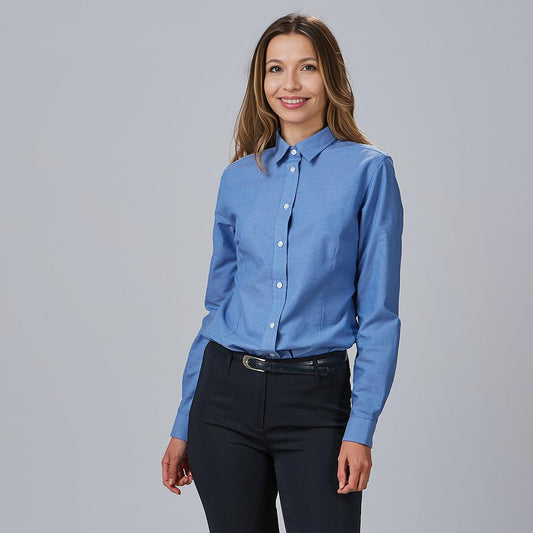 288400-103 - CAMISA MUJER M/L OXFORD "REDLINE" AZULINA