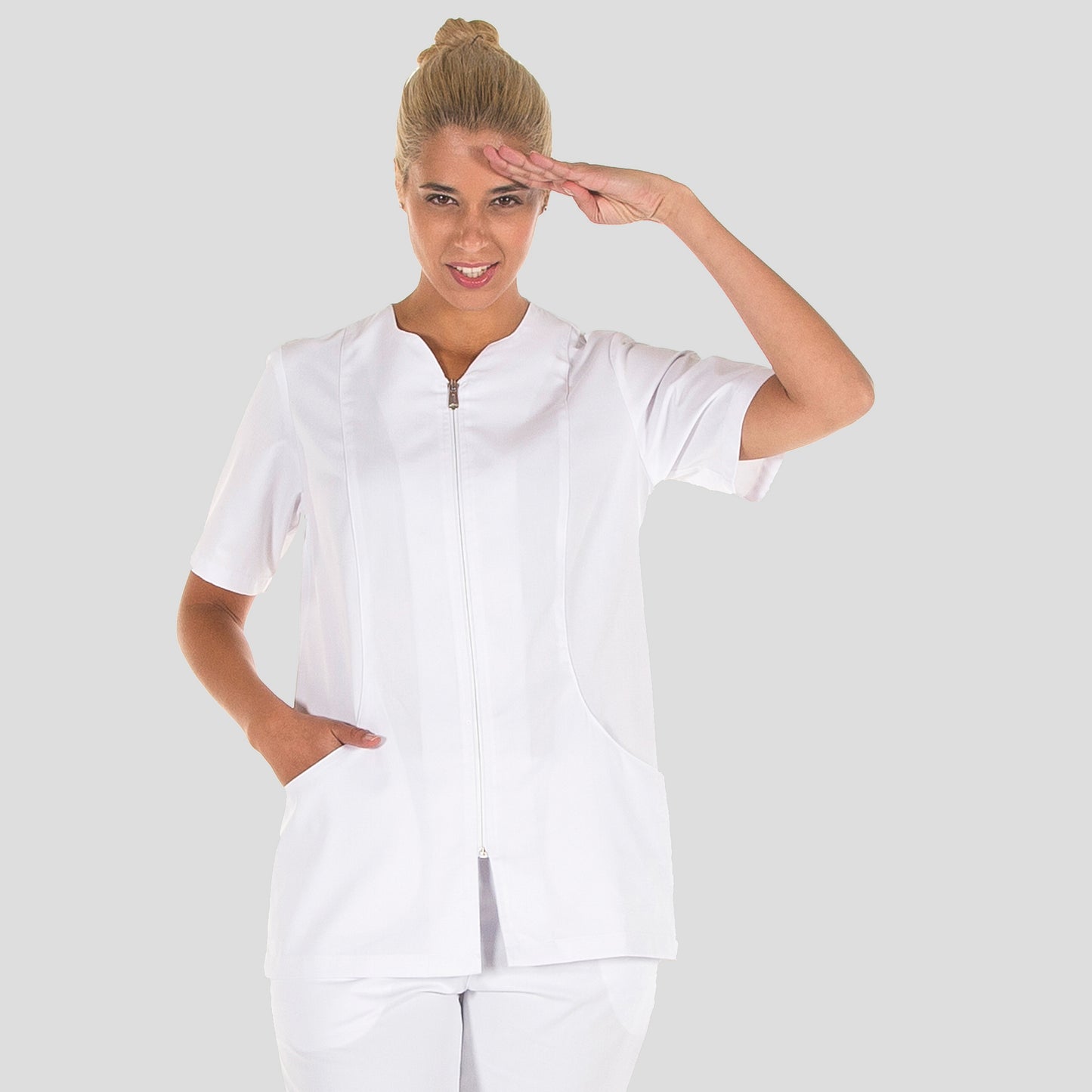 623500-101 - BLUSA MUJER CREMALLERA SICILIA M/C BLANCO