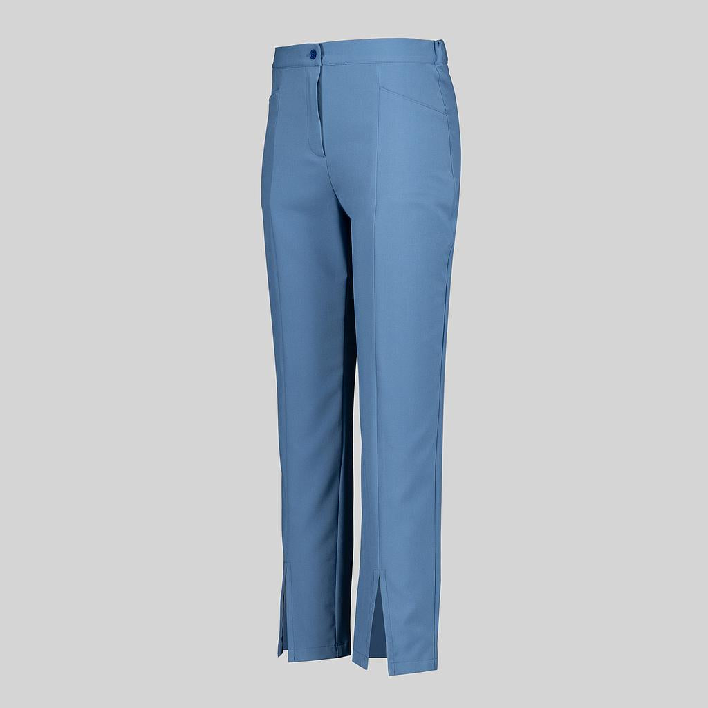 700036-152 - PANTALON MUJER ABERTURA CENTRAL EN BAJO AZUL GRISÁCEO