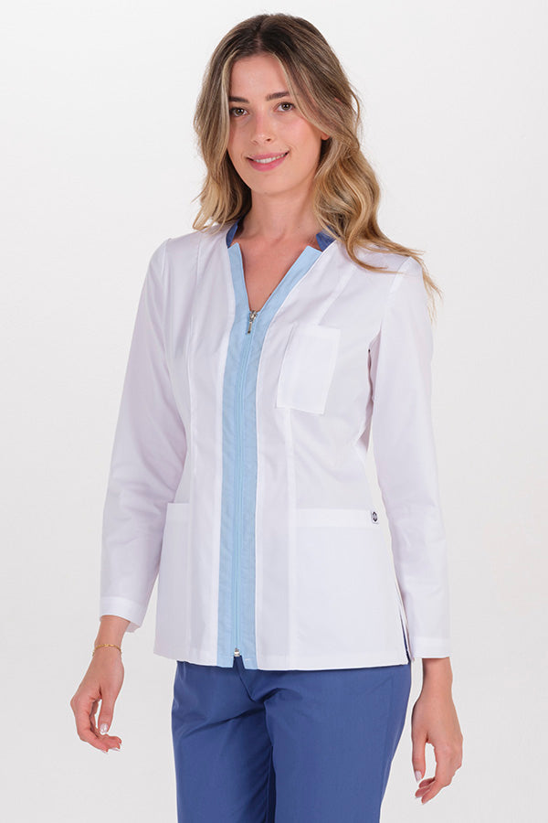 8031907 - Chaqueta m/l elástica mujer cuello cremallera azul